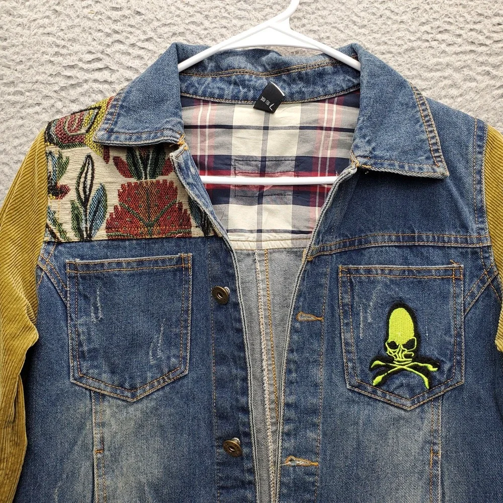 Erythia Trading Color Den Upcycle Alien Jacket Unisex M Multi‎ Corduroy Sleeve